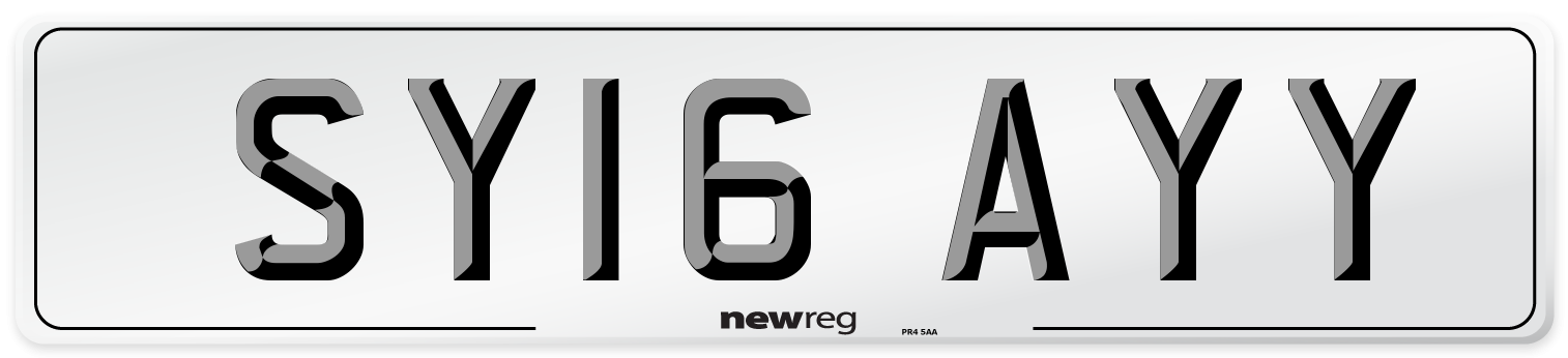 SY16 AYY Number Plate from New Reg